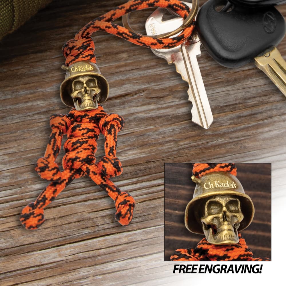 Full image of the Orange Skull Trooper Pendant Keychain. image number 0